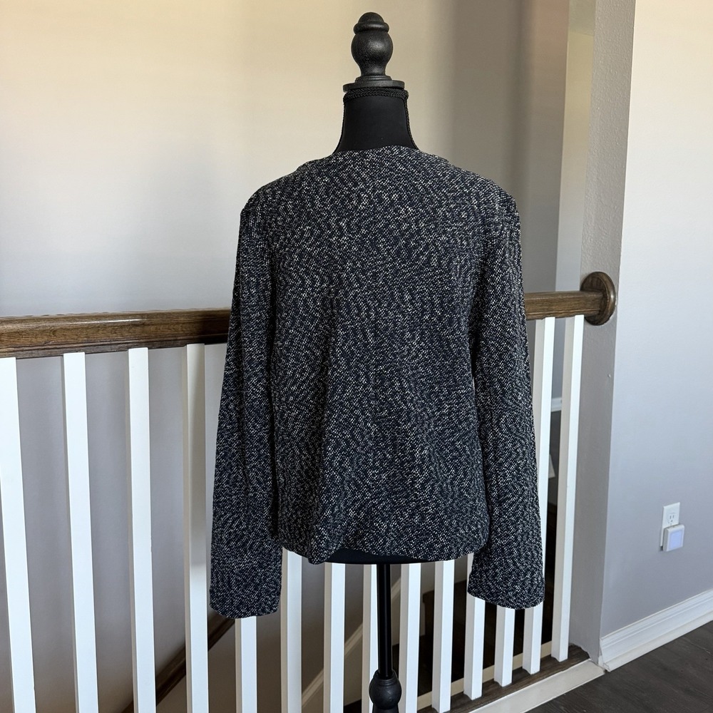J Crew NWT Micro Tweed Stretch Jacket Blazer Blue Full Zip XL Preppy Office - Picture 3 of 10